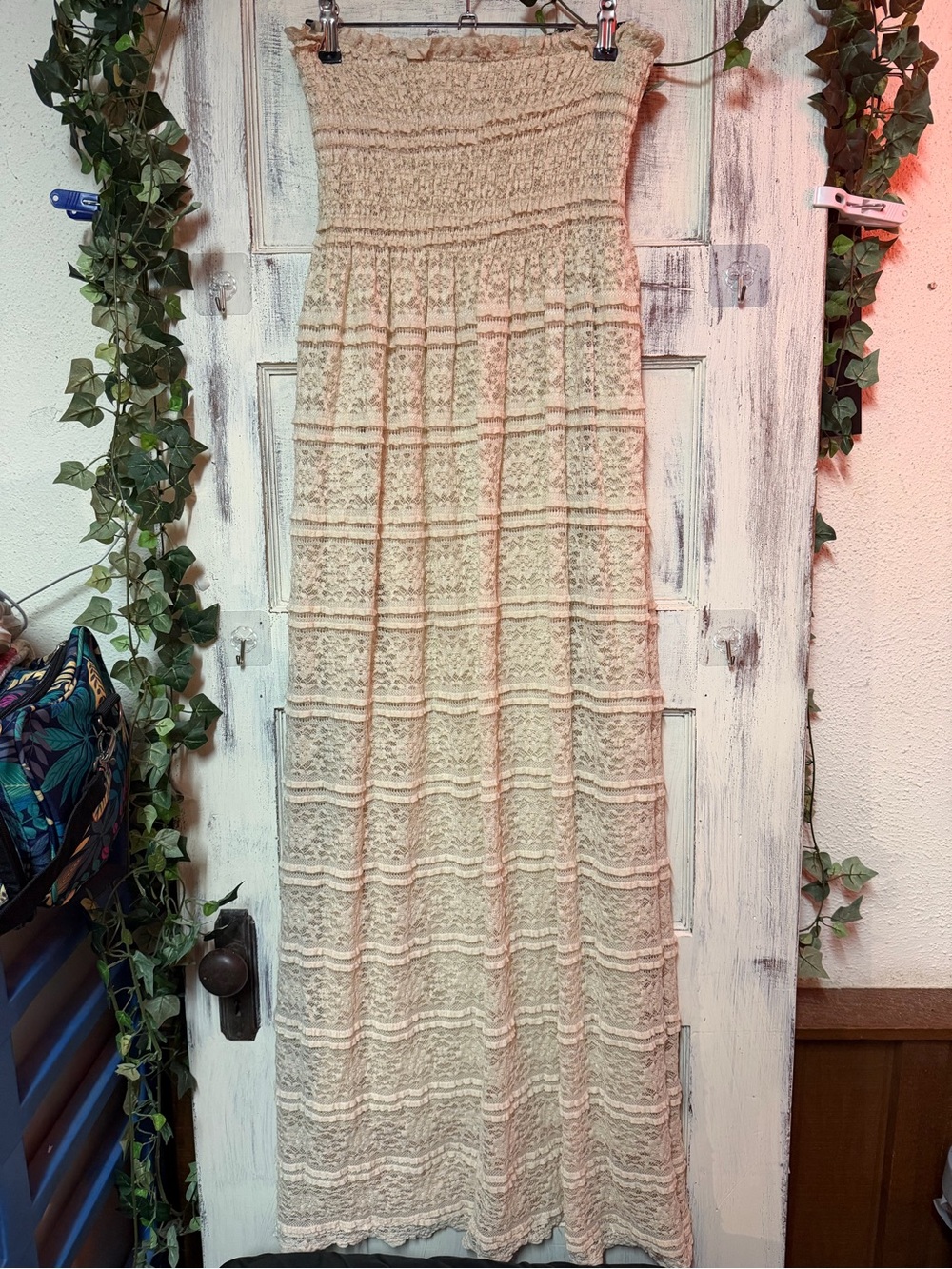Strapless Cream Maxi Dress 108D